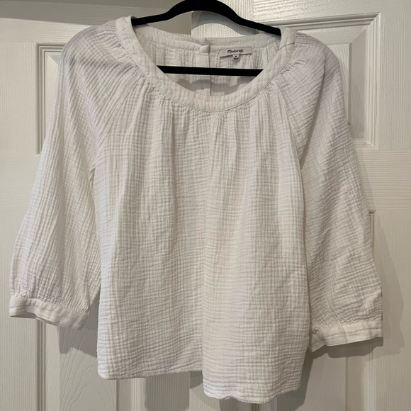 Madewell Gauzy Top button back white medium - Picture 3 of 6